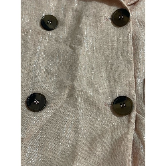 Anthropologie Amadi Kaye Linen Oversized Metallic Blazer Blush NWT Size XL - Picture 7 of 11